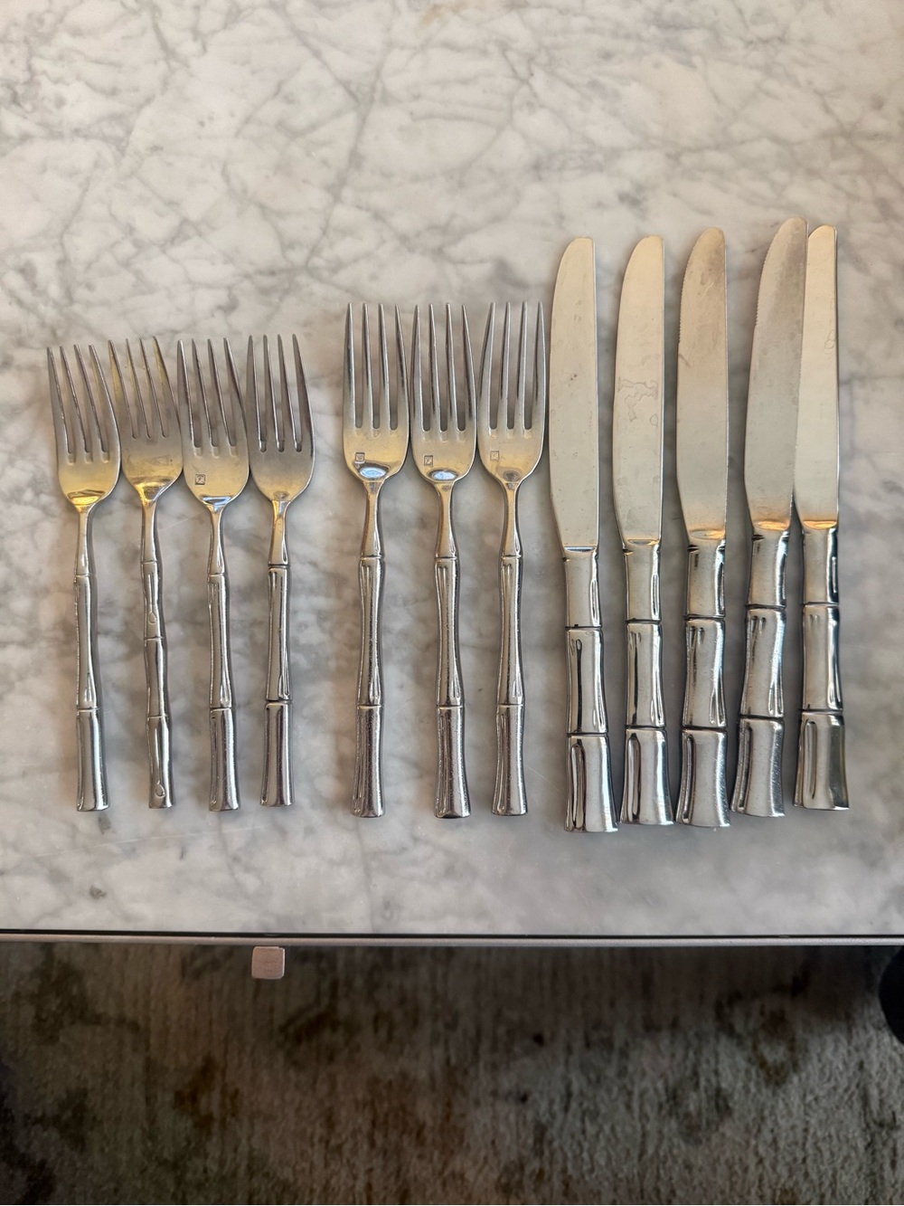 Fortessa Royal Pacific Bamboo Flatware 12-Piece Mixed Lot 18/10 Stainless